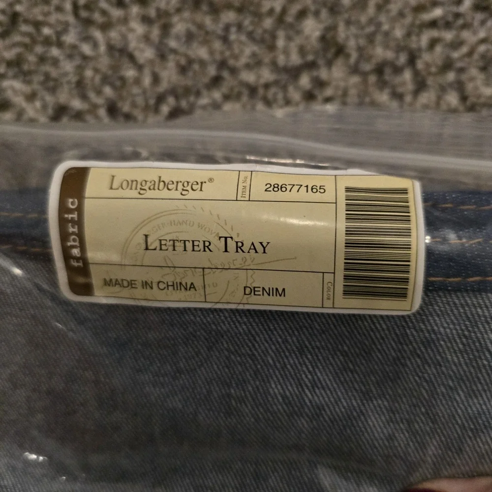 Longaberger Blue Denim Letter Tray Liner 13